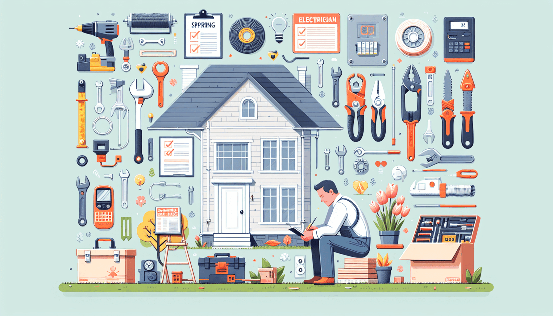 Illustration of a checklist for seasonal home electrical maintenance